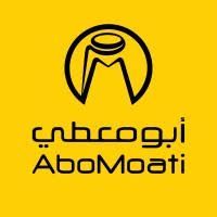 Black AboMoati logo and text on a yellow background.