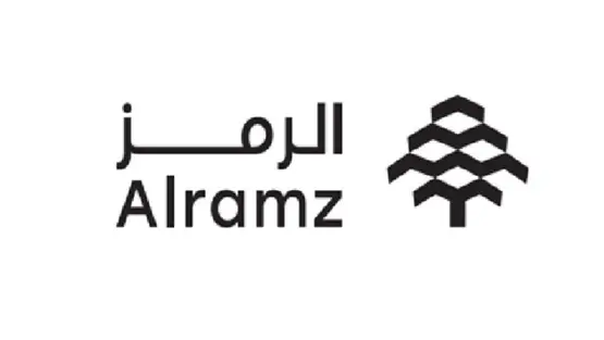 شعار الرمز Alramz مع رمز هندسي أسود